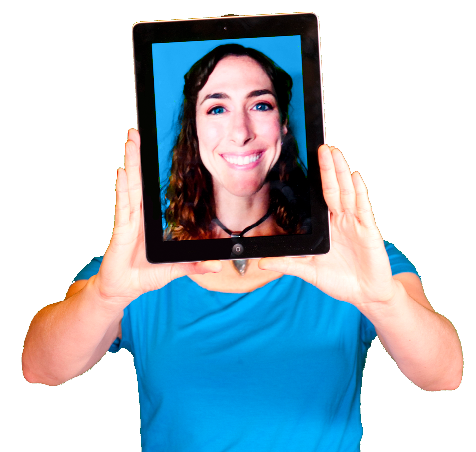 Me with my face on an iPad